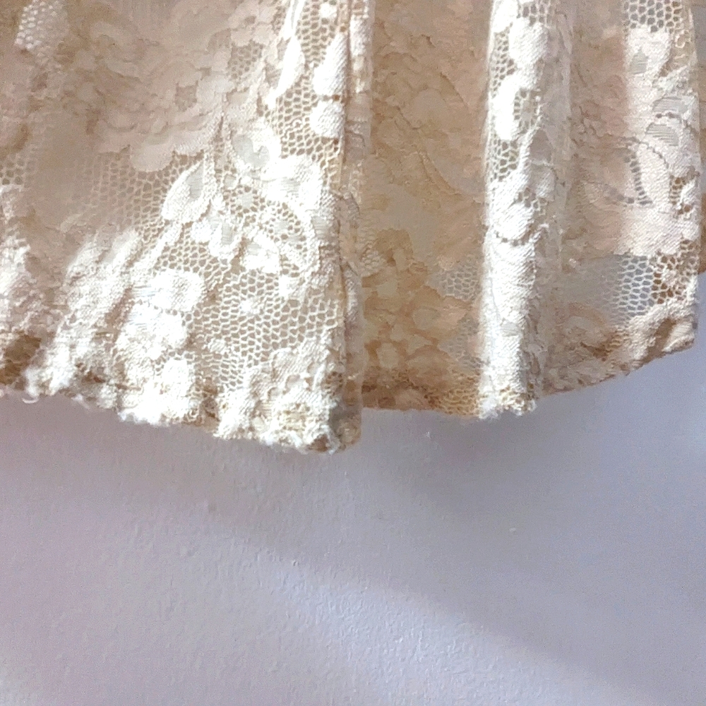 Champagne High Low Illusion Sweetheart Neckline Lace Dress - Picture 10 of 11